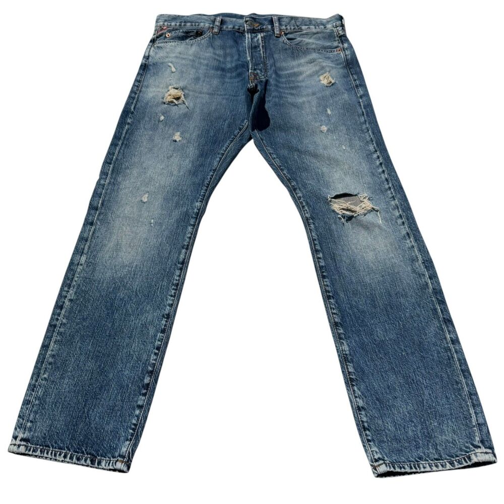 Ralph Lauren Denim & Supply Slim Distressed Jeans 34x30 Faded Straight Leg